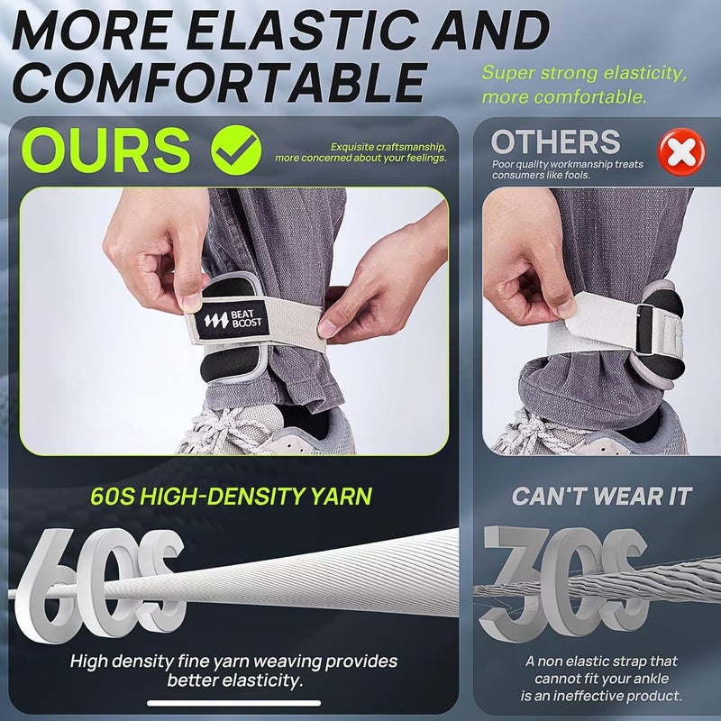 BeatBoost Ankle Wrist Weights for Women Men A Pair of 1 2 3 4 6 8 10 Lbs Arm Leg Weight Set with Adjustable Straps for Walking Pilates Exercise Workout Gym Aerobics - Image 5